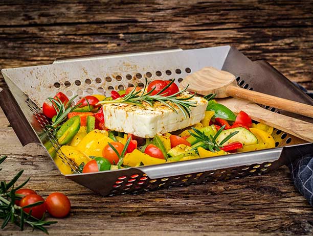 Grand panier à légumes barbecue Grillfürst en inox 34,5 x 34,5 cm