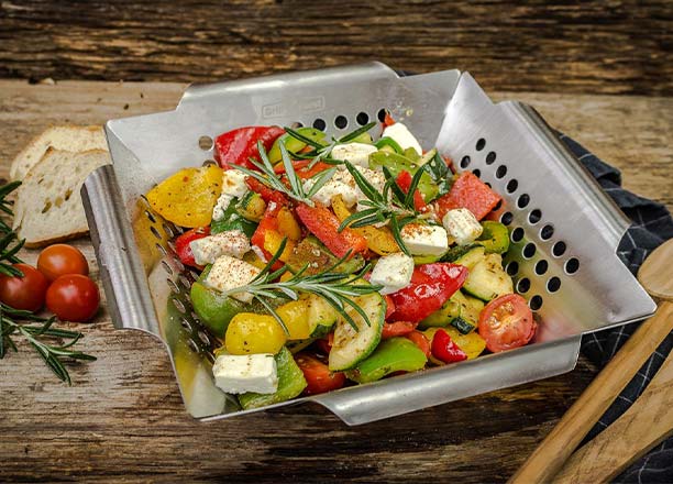 Petit panier à légumes 25x25 cm en inox Grillfürst pour barbecue