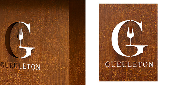 Impression du logo sur la surface inox du barbecue Gueuleton