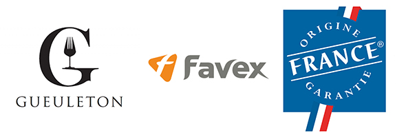 Logo Gueuleton + Logo Favex + Certification Origine France Garantie
