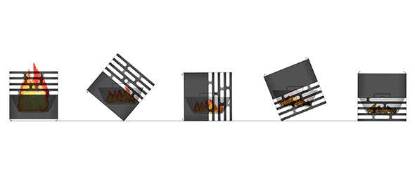 Différentes étapes de l'extinction du brasero Cube Höfats