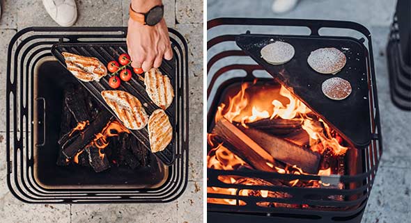 Cuissons sans matière grasses supplémentaires sur la plancha pour brasero Cube Höfats