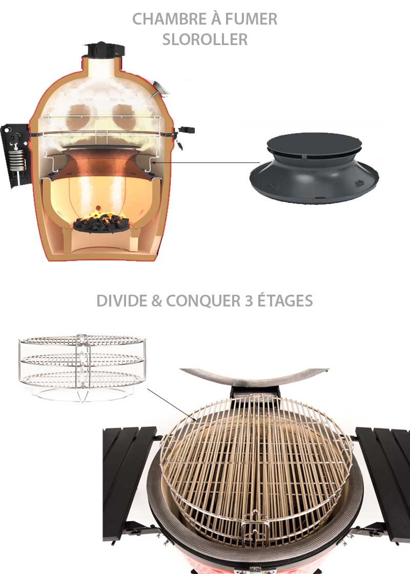 Système de cuisson Divid & Conquer 3 étages + Sloroller Kamado Joe