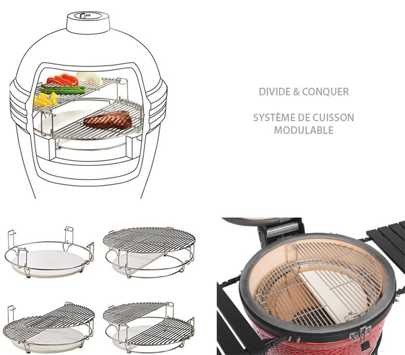 Zoom sur le système de cuisson Divide & Conquer Kamado Joe