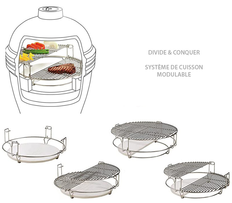 Zoom sur le système de cuisson Divide & Conquer Kamado Joe