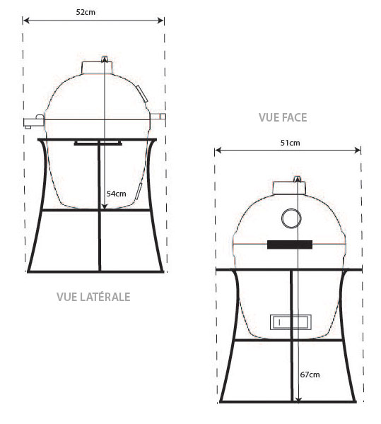 Dimensions du barbecue céramique Joe Junior