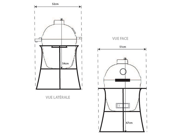 Dimensions du barbecue céramique Joe Junior