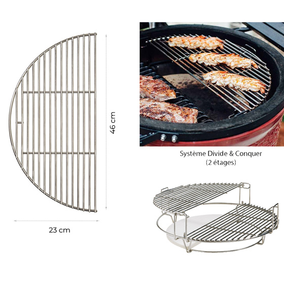 Demi Grille Inox Kamado Classic Joe 1, 2 et 3