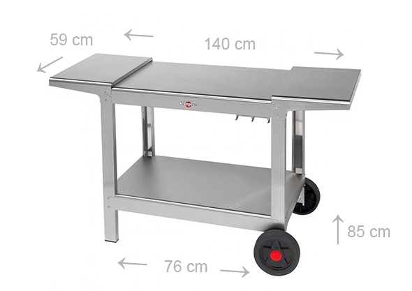 Dimensions Chariot Inox Plein Air Tablettes Rabattables Krampouz