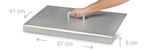 Dimensions du capot inox de protection Plancha double Design 65 cm et K Krampouz