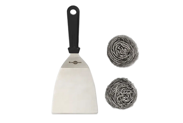 Spatule coudée et 2 grattoirs inox Krampouz