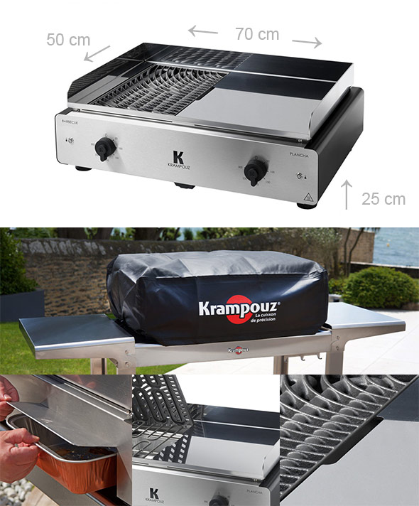 Dimensions et protection Barbecue Plancha Duo K Electrique Krampouz