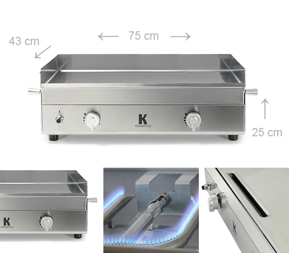 Dimensions plancha gaz K Krampouz