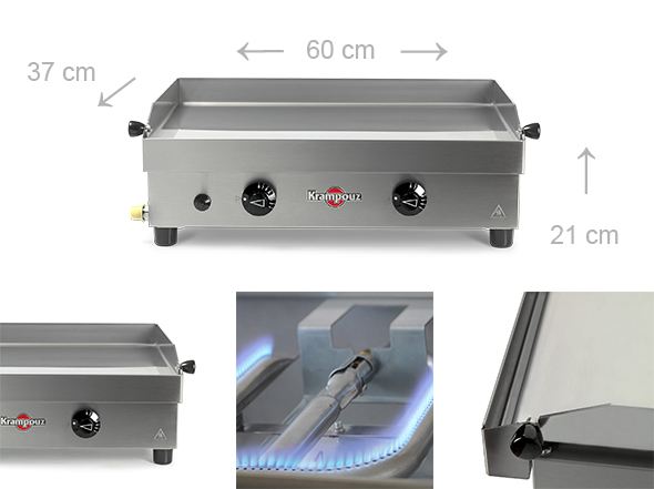 Dimensions Plancha inox Gaz Krampouz
