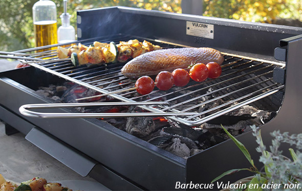 Barbecue encastrable Vulcain noir 54 x 32 cm ambiance