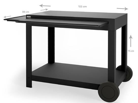 Desserte Plancha Ingenieuse Exclusive Acier Noire dimensions tablettes coulissantes