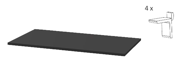 Kit de montage tablette noire + 4 taquets de support