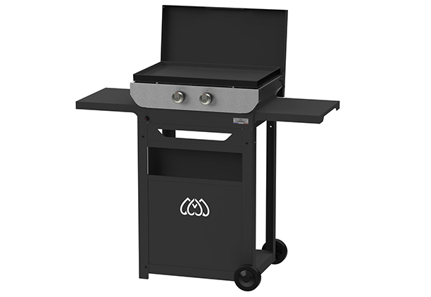 Plancha gaz Original DUO 260 Le Marquier sur chariot avec couvercle