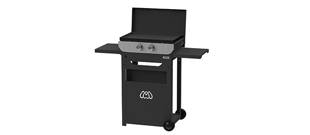 Plancha gaz Original DUO 260 Le Marquier sur chariot avec couvercle