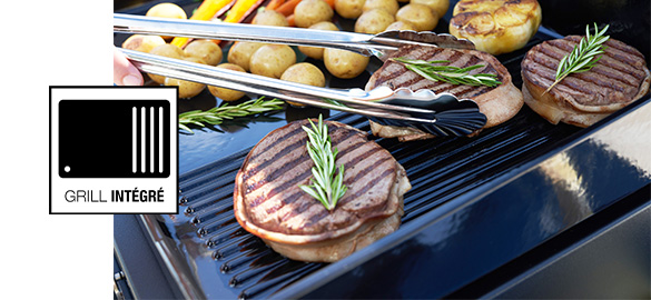 Plaque de cuisson mixte avec grill intégré cuisson steak