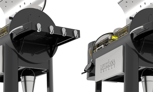 Zoom sur les matériaux et options du barbecue pellets Legacy 1200 Founders Louisiana Grills