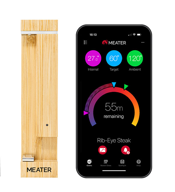 Thermomètre connecté MEATER Pro avec smartphone et application