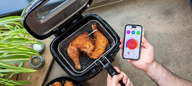 Utilisation de la sonde de cuisson MEATER Pro dans une friteuse
