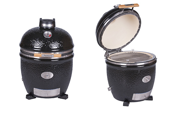 kamado TWO.55 à poser Monolith avec couvercle ouvert et fermé