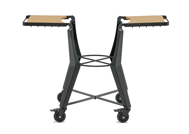 Chariot Monolith TWO.55 en acier galvanisé noir mat avec tablettes en bambou