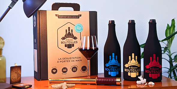 Contenu du coffret dégustation vin Mystères et Bonnes Bouteilles Hémisphères Sud