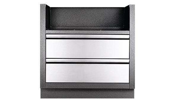 Meuble Oasis acier galvanisé gris 2 tiroirs inox Napoleon