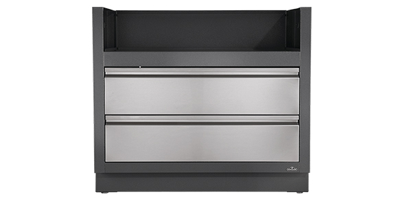 Meuble Oasis acier galvanisé gris 2 tiroirs inox Napoleon