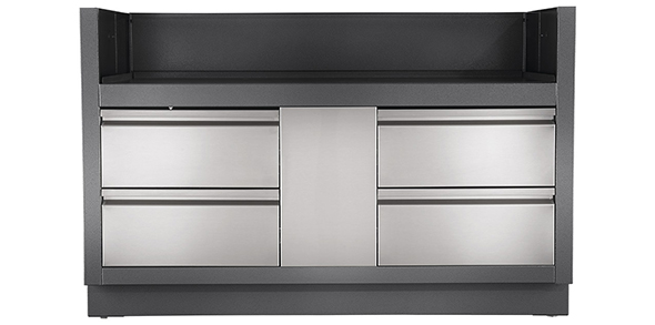 Meuble Oasis acier galvanisé gris 4 tiroirs inox Napoleon