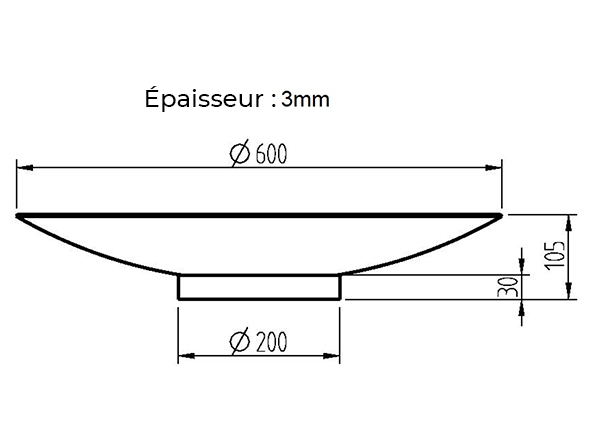 Schéma et dimensions du brasero corten 60 cm Nordic Flame