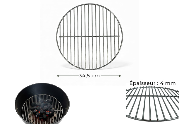 Caractérstiques de la grille foyère pour bbq 47 cm Weber