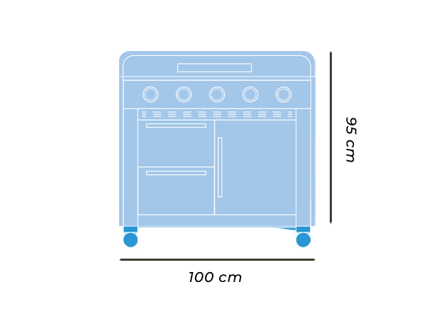 Dimensions de la housse Premium 100 plancha sur chariot Nordic Flame
