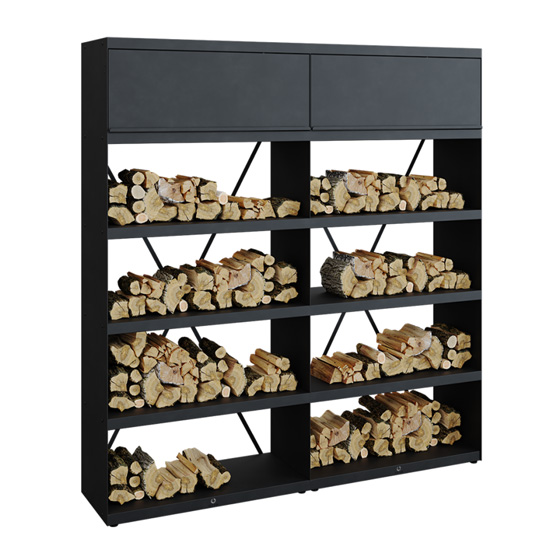 Etagère Range Bois Noir Acier Laqué 200 cm Ofyr