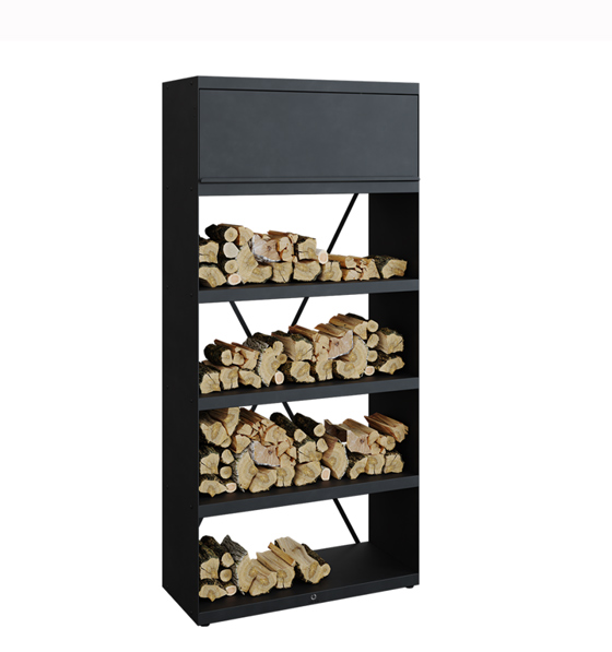 Etagère Range Bois Noir Acier Laqué 100 cm Ofyr