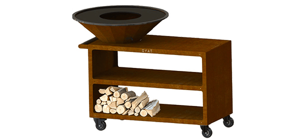 Brasero plancha Pontaillac 88 corten avec desserte Oyat