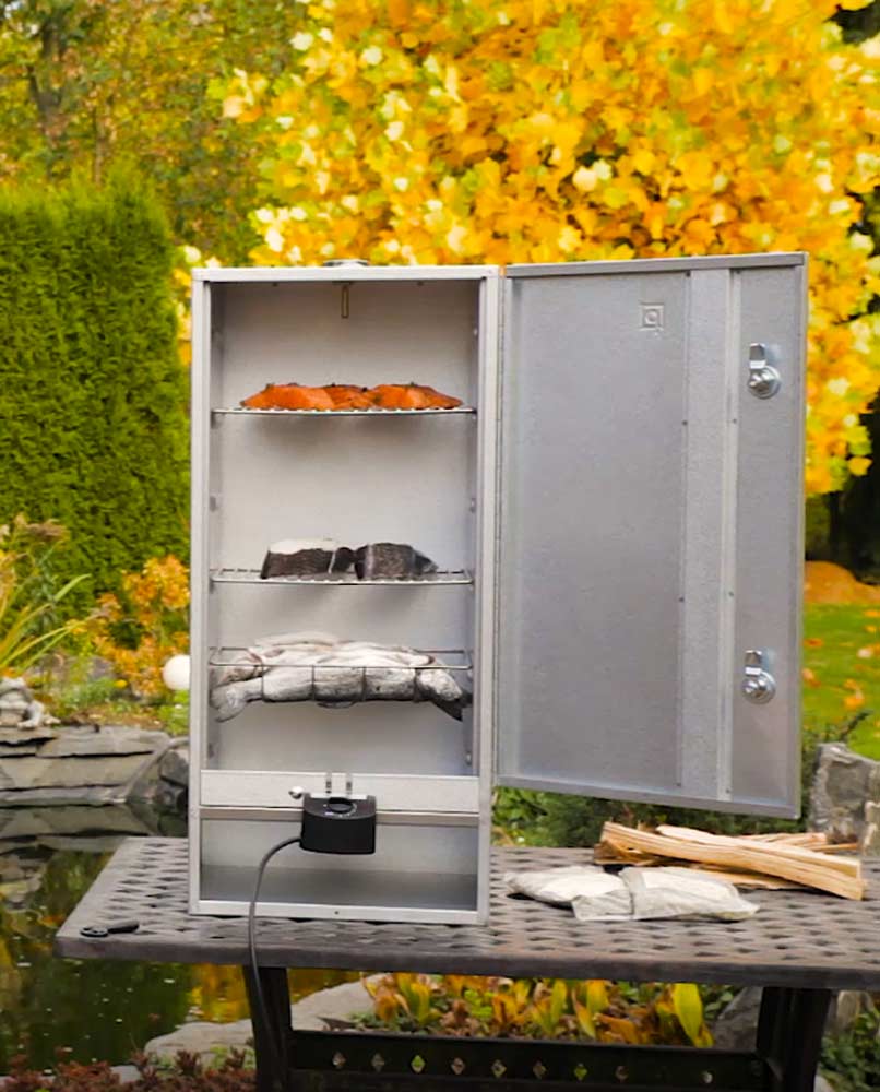 Fumoir fumage à froid inox 85 cm de hauteur avec porte charnière