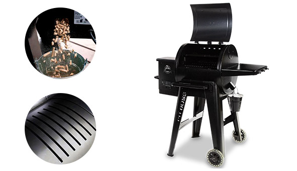 Barbecue pellet Navigator 550 vue latérale fonctionnalités Flame Broiler
