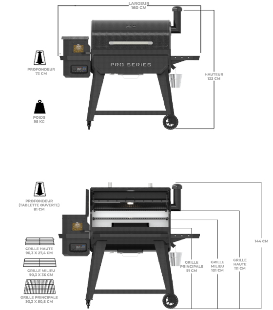 Dimensions et caractéristiques du Barbecue à pellets Navigator PRO 1600 Pit Boss