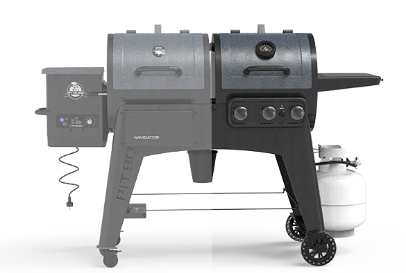 Zoom sur la partie gaz du barbecue Navigator 1230 Pit Boss