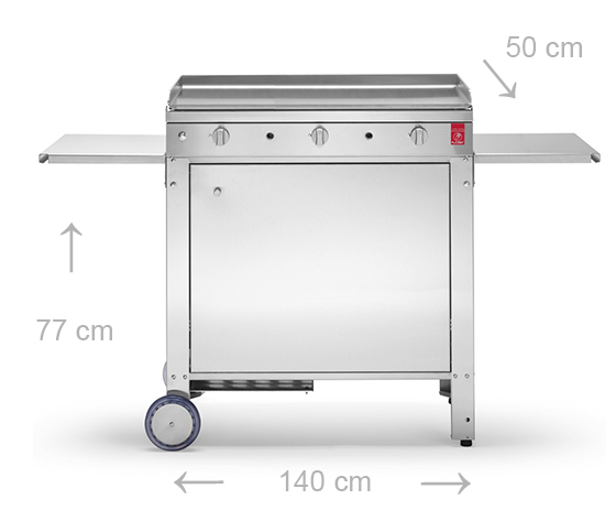 Caractéristiques du Chariot inox fermé pour Plancha Planet Chef 80