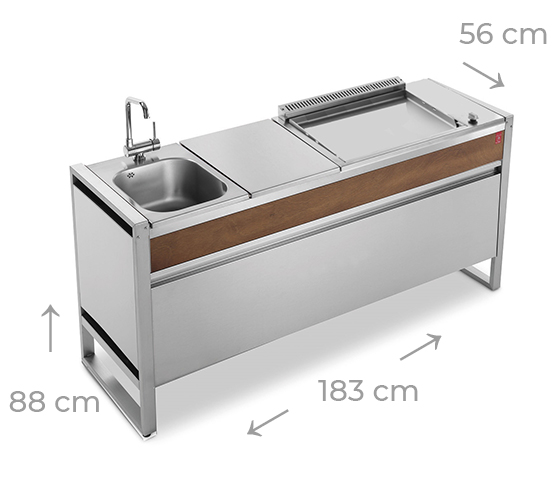 Caractéristiques et dimensions de la Cuisine Oasi 183C d'extérieur - Planet