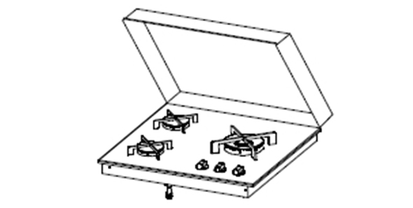 Schéma du réchaud 3 feux en inox encastrable Planet