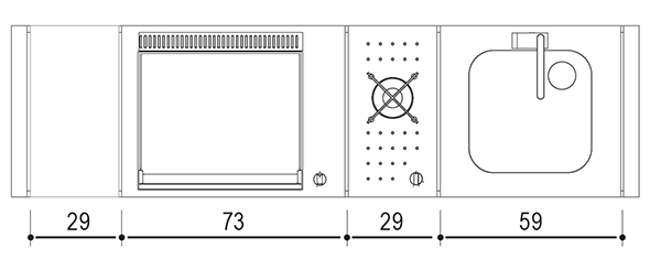 Schéma des modules encastrables avec dimensions