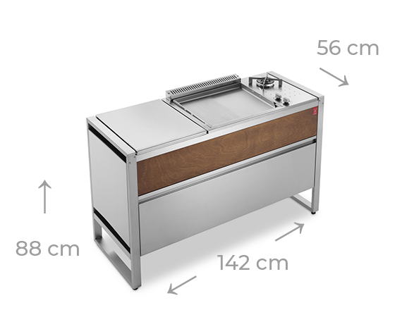 Caractéristiques et dimensions de la Cuisine Oasi 142C d'extérieur - Planet