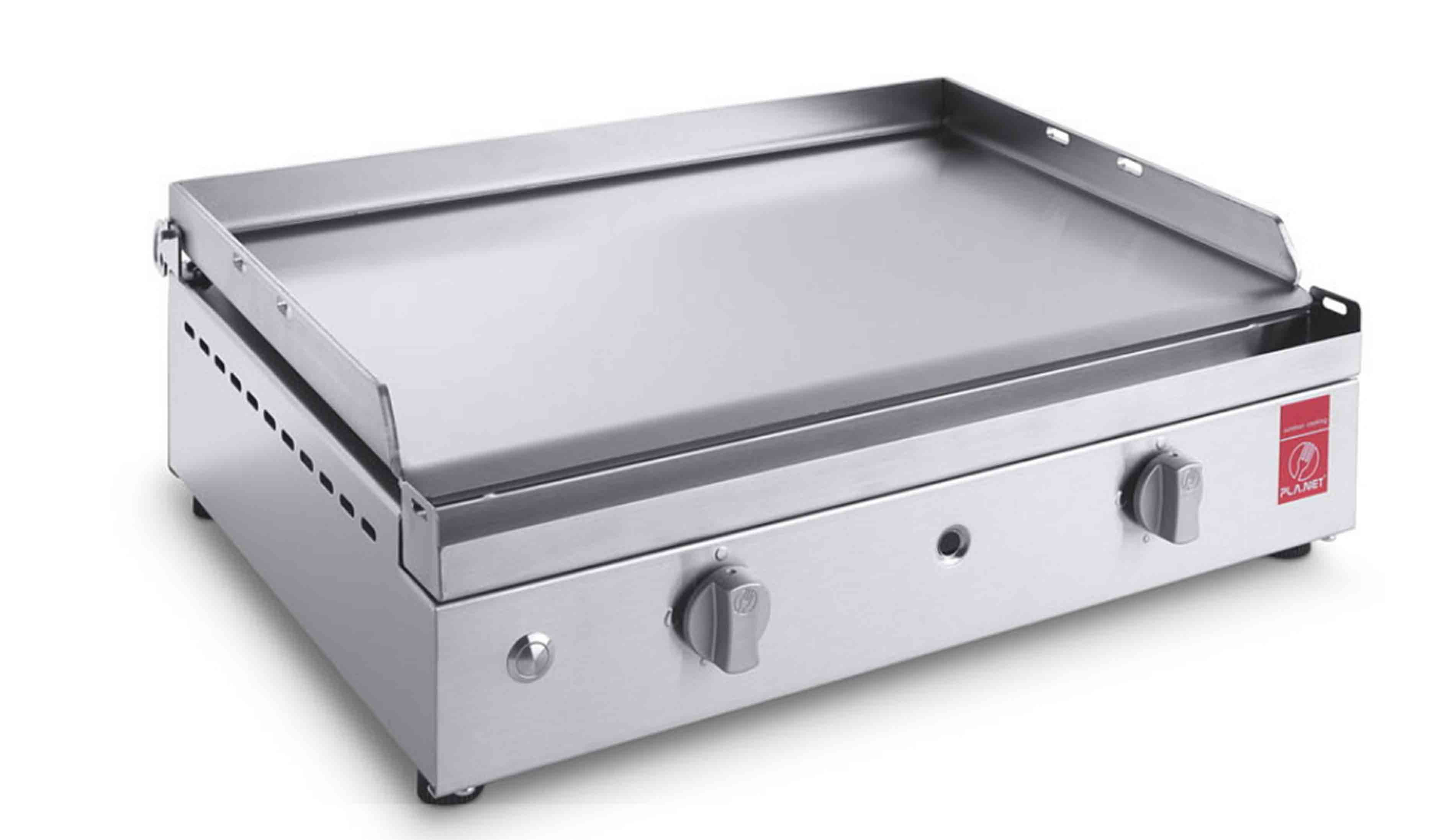 Double zone de cuisson avec 2 thermostats réglables sur Plancha inox Chef 55 Planet