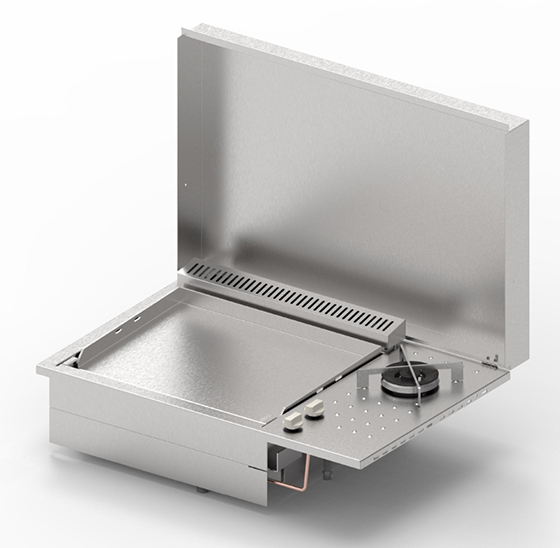 Plancha inox gaz encastrable Oasi 55 Lisse avec réchaud Fdual de Planet